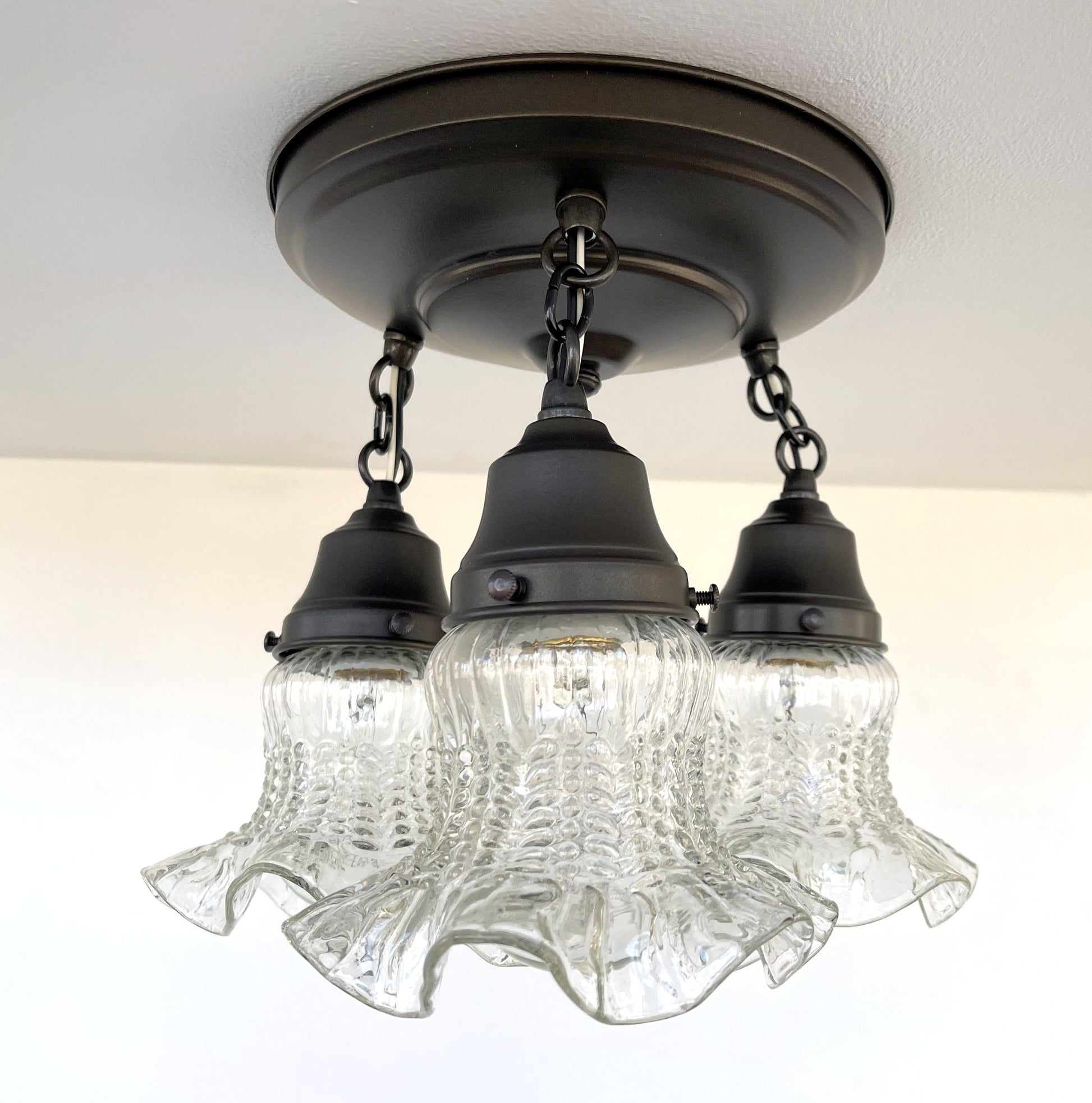 Clear Antique Hobnail Glass Ceiling LIGHT 1930's