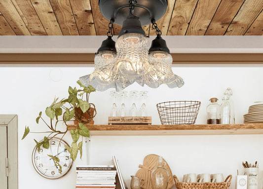 Clear Antique Hobnail Glass Ceiling LIGHT 1930's