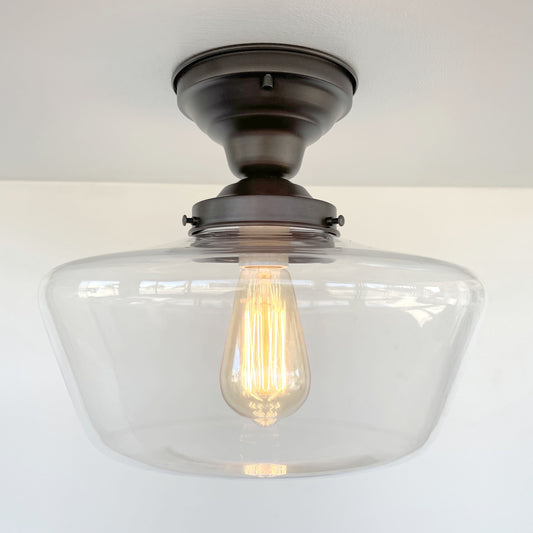 Large Schoolhouse Clear Glass Ceiling Light