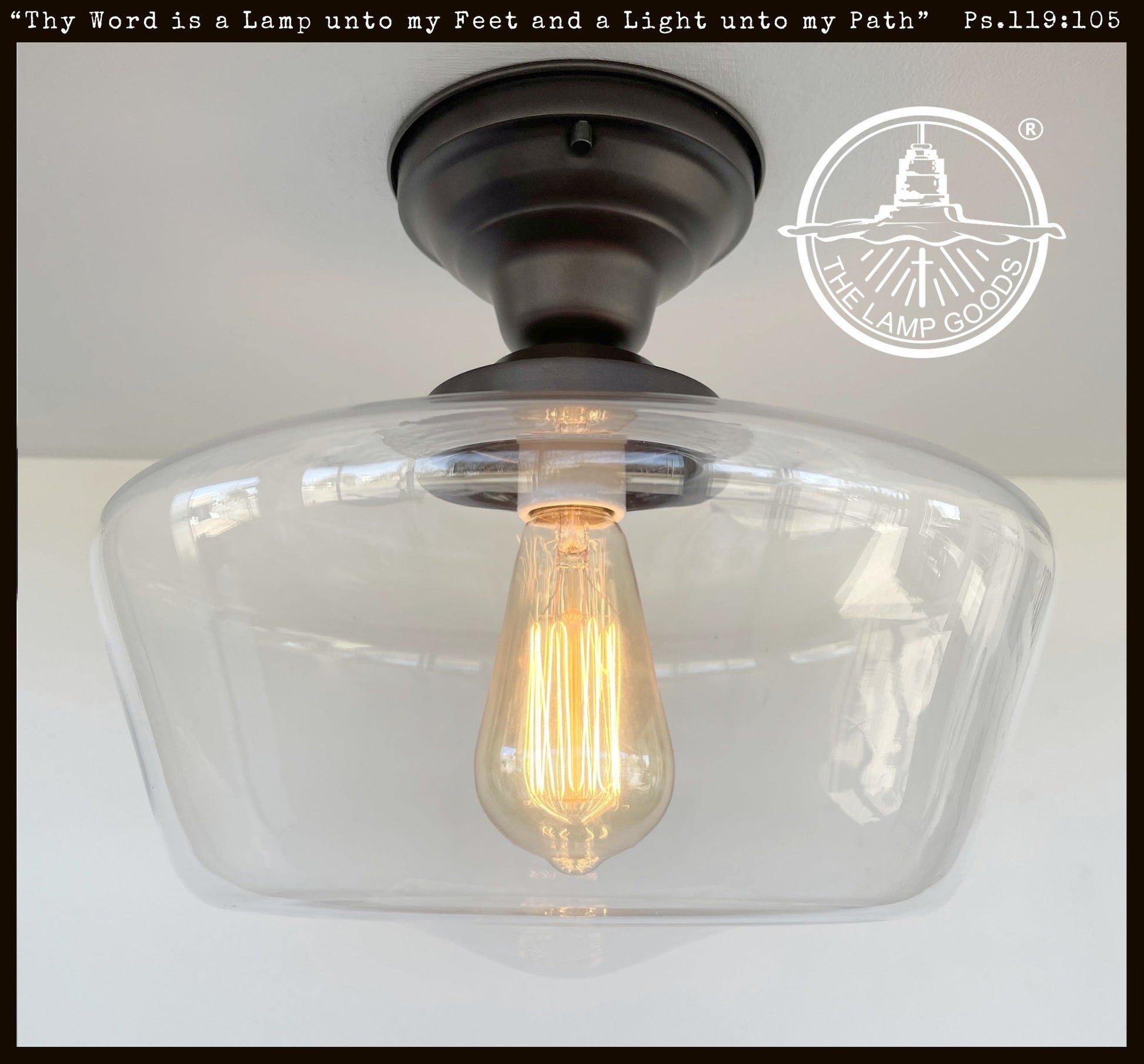 Large Schoolhouse Clear Glass Ceiling Light
