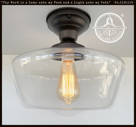 Large Schoolhouse Clear Glass Ceiling Light