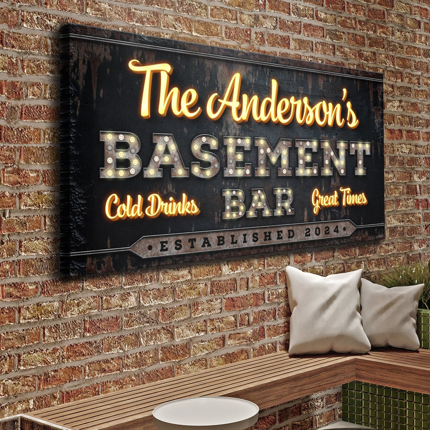 Custom Vintage Rust Basement Bar Sign III