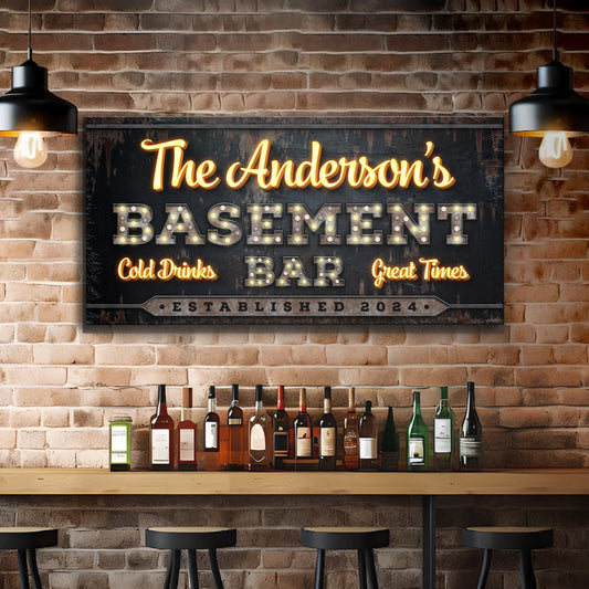 Custom Vintage Rust Basement Bar Sign: Ideal for Personalized Man Cave Wall Decor and Home Bar Enhancements