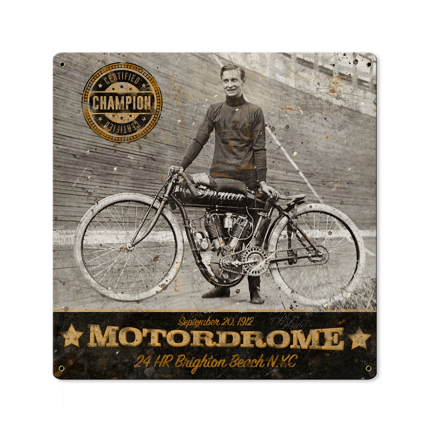 Motordrome Wall Art Vintage Indian Motorcycle METAL Sign