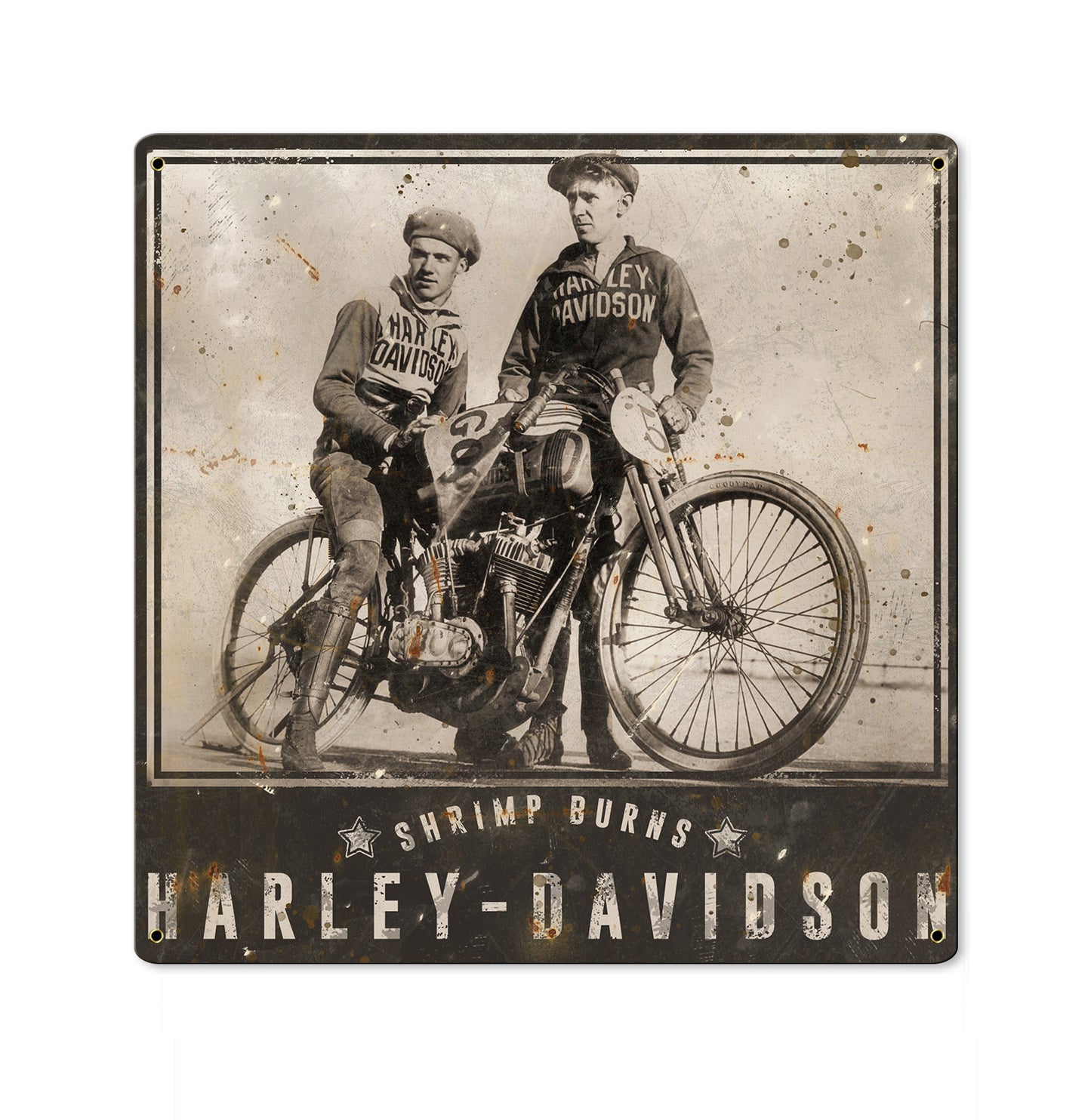 Harley Davidson Vintage Motorcycles Wall Art, Shrimp Burns, Wrecking Crew METAL Sign