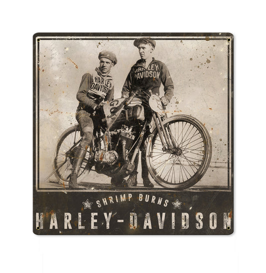 Harley Davidson Vintage Motorcycles Wall Art, Shrimp Burns, Wrecking Crew METAL Sign