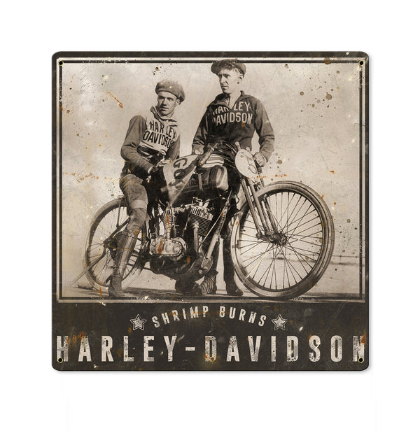 Harley Davidson Vintage Motorcycles Wall Art, Shrimp Burns, Wrecking Crew METAL Sign