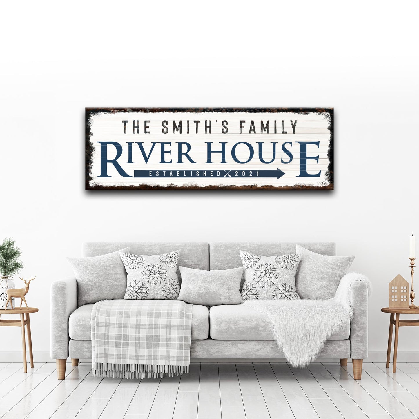 Family River House Arrow Sign
