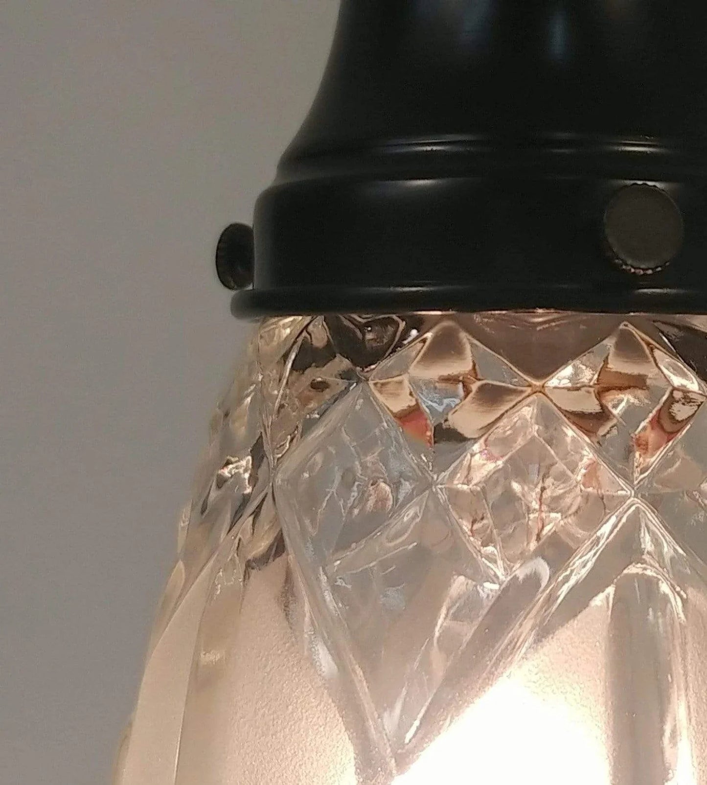 Antique Diamond 1960's Frost PENDANT Light