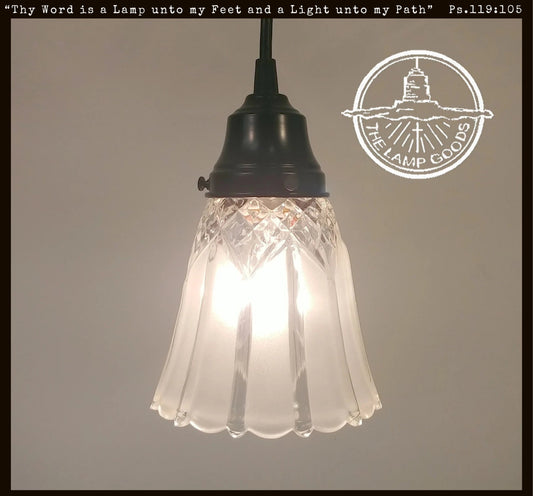 Antique Diamond 1960's Frost PENDANT Light