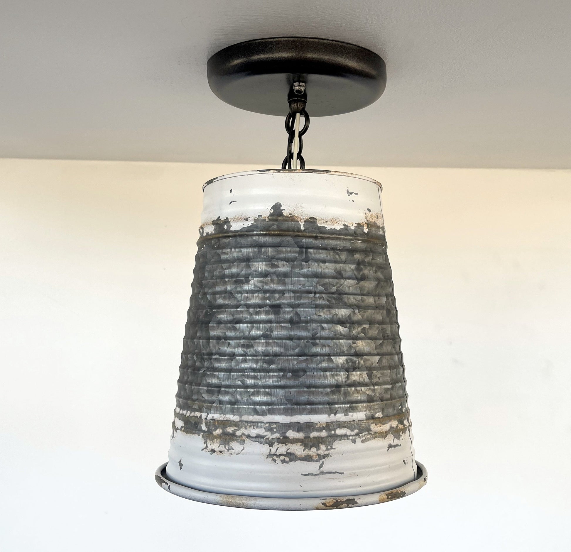 Distressed Large Corrugated Galvanized Barn Ceiling Light