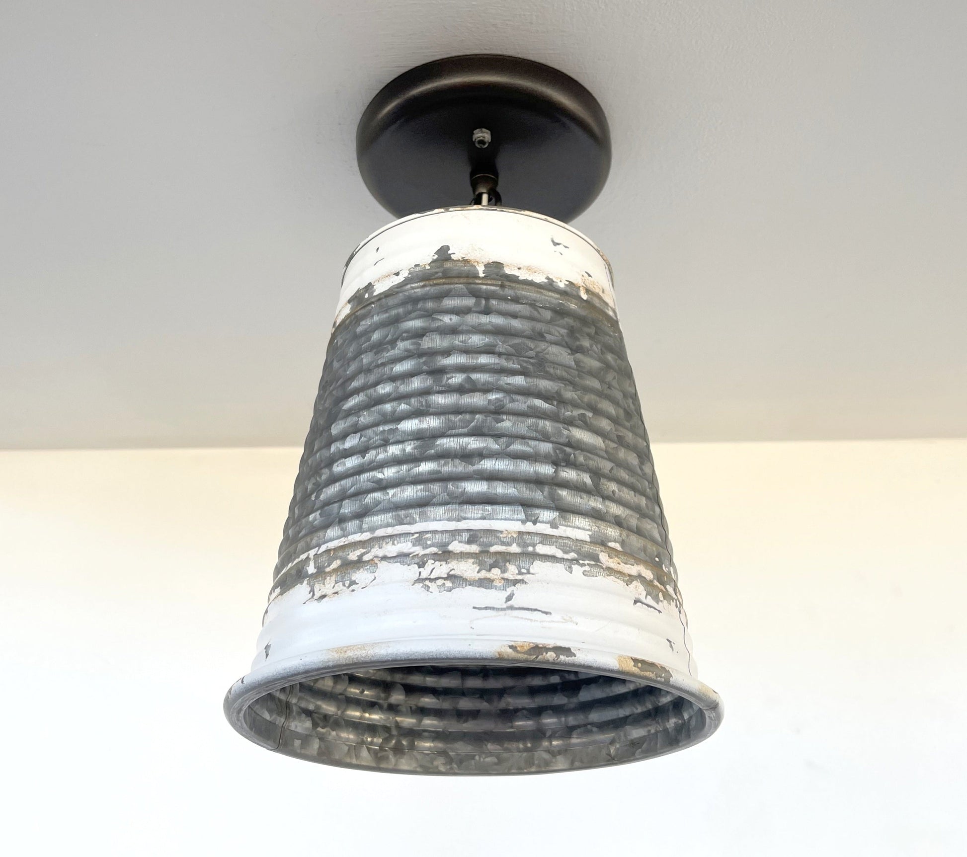 Distressed Large Corrugated Galvanized Barn Ceiling Light