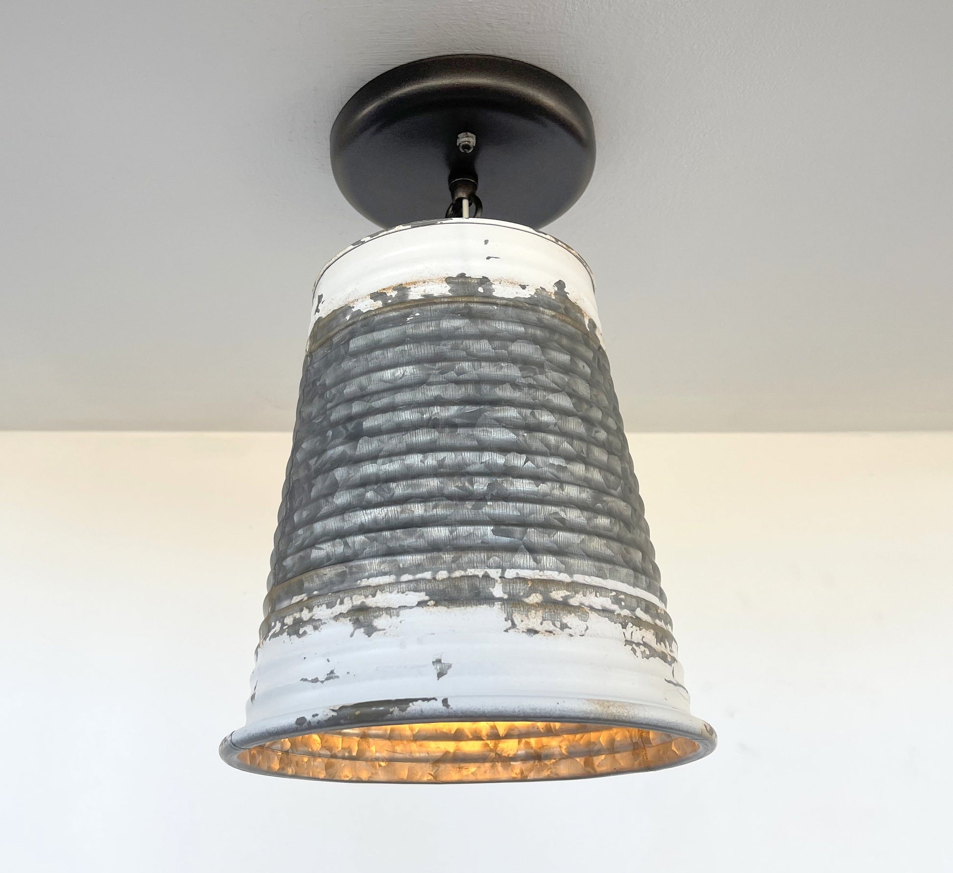Distressed Large Corrugated Galvanized Barn Ceiling Light