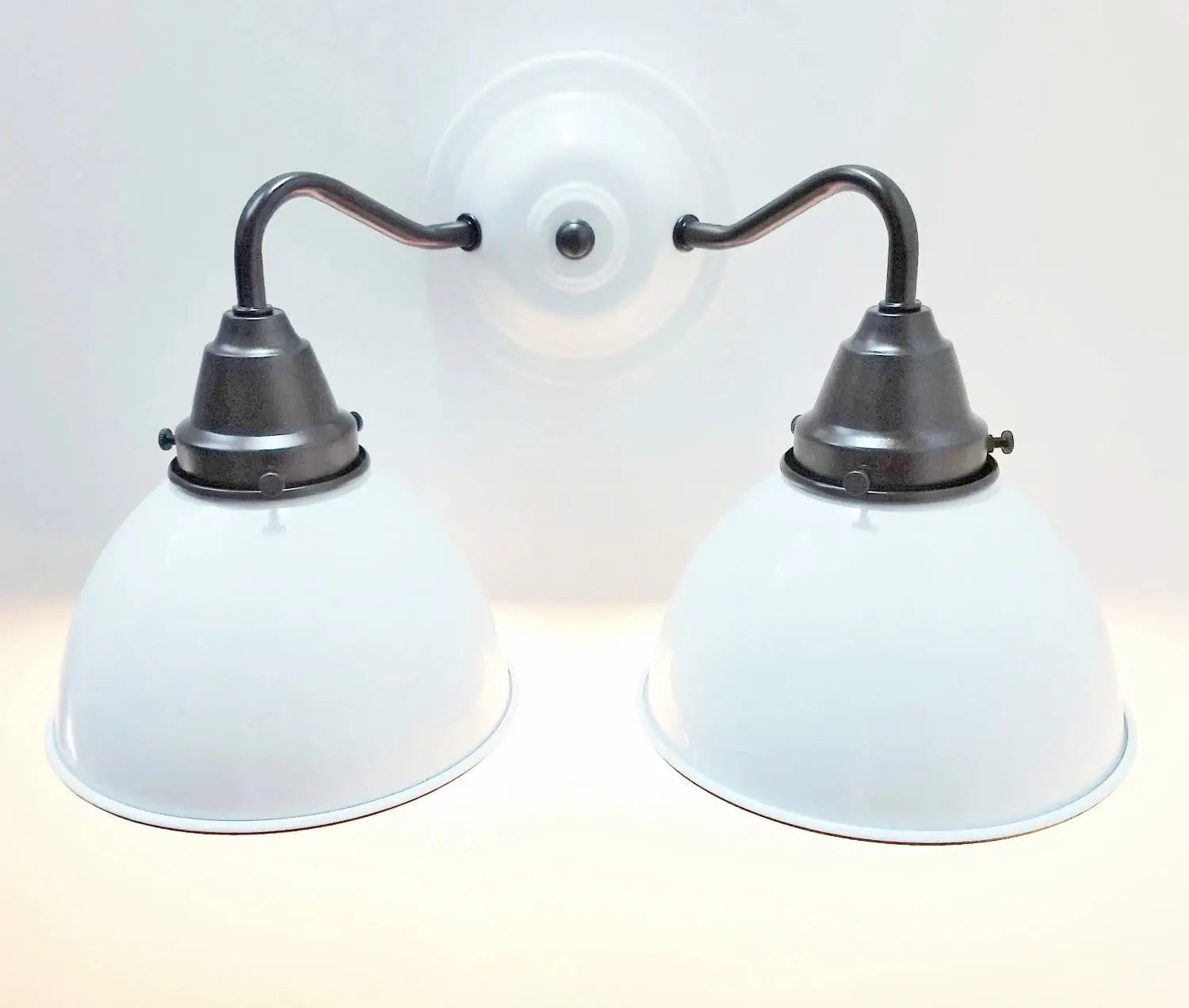White Enamel Double Wall Light