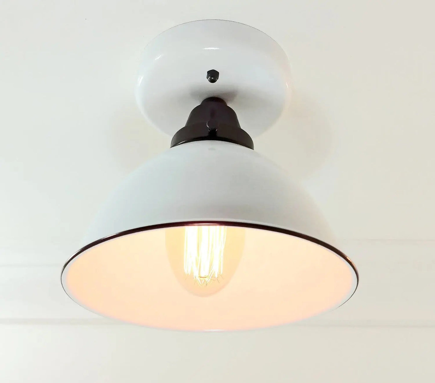 Modern Farmhouse Ceiling Light of White Enamel