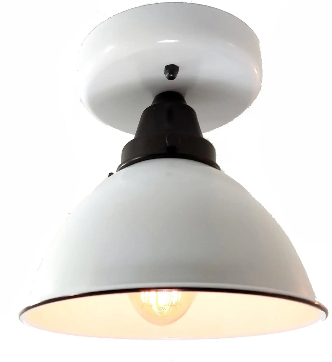 Modern Farmhouse Ceiling Light of White Enamel