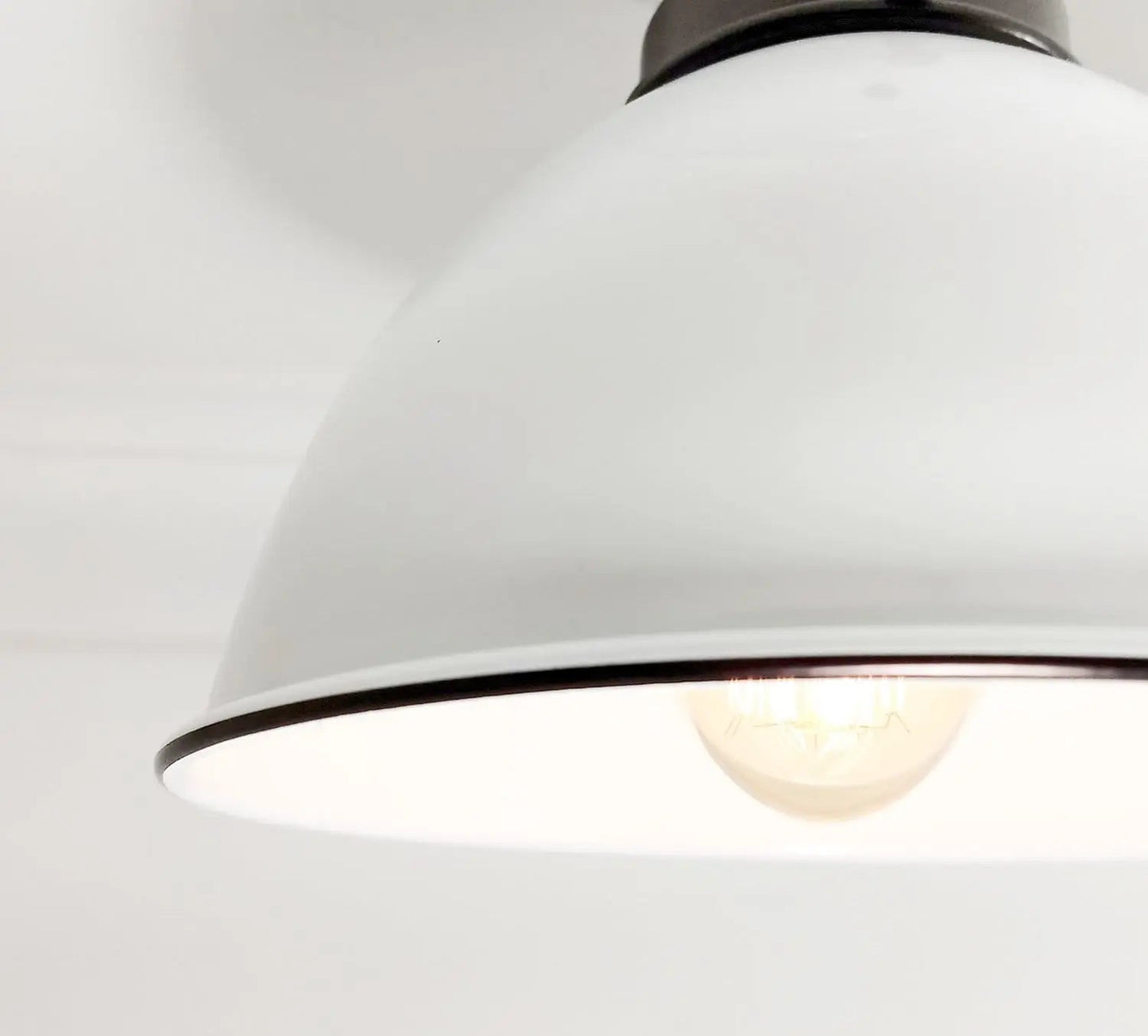 Modern Farmhouse Ceiling Light of White Enamel