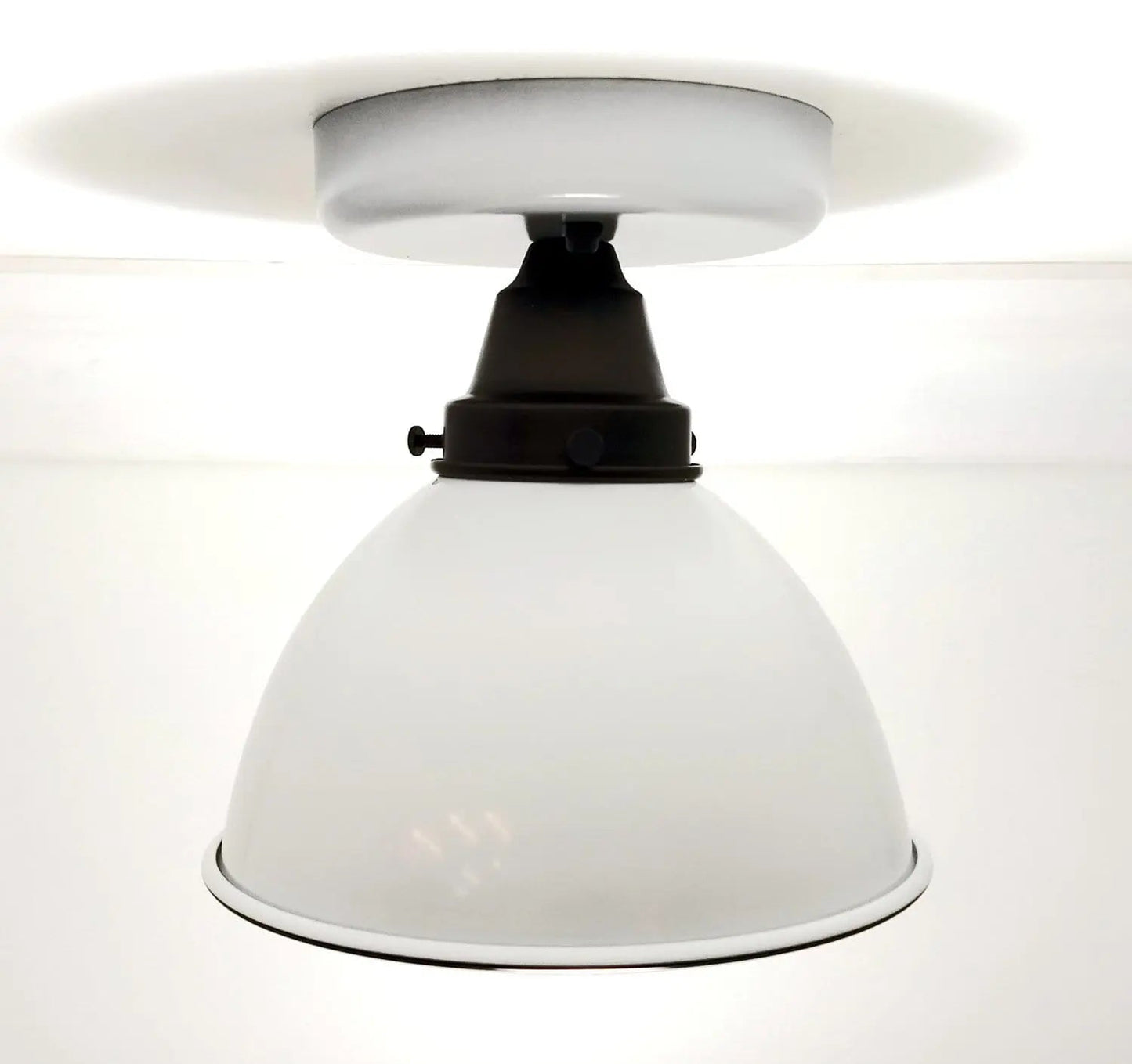 Modern Farmhouse Ceiling Light of White Enamel