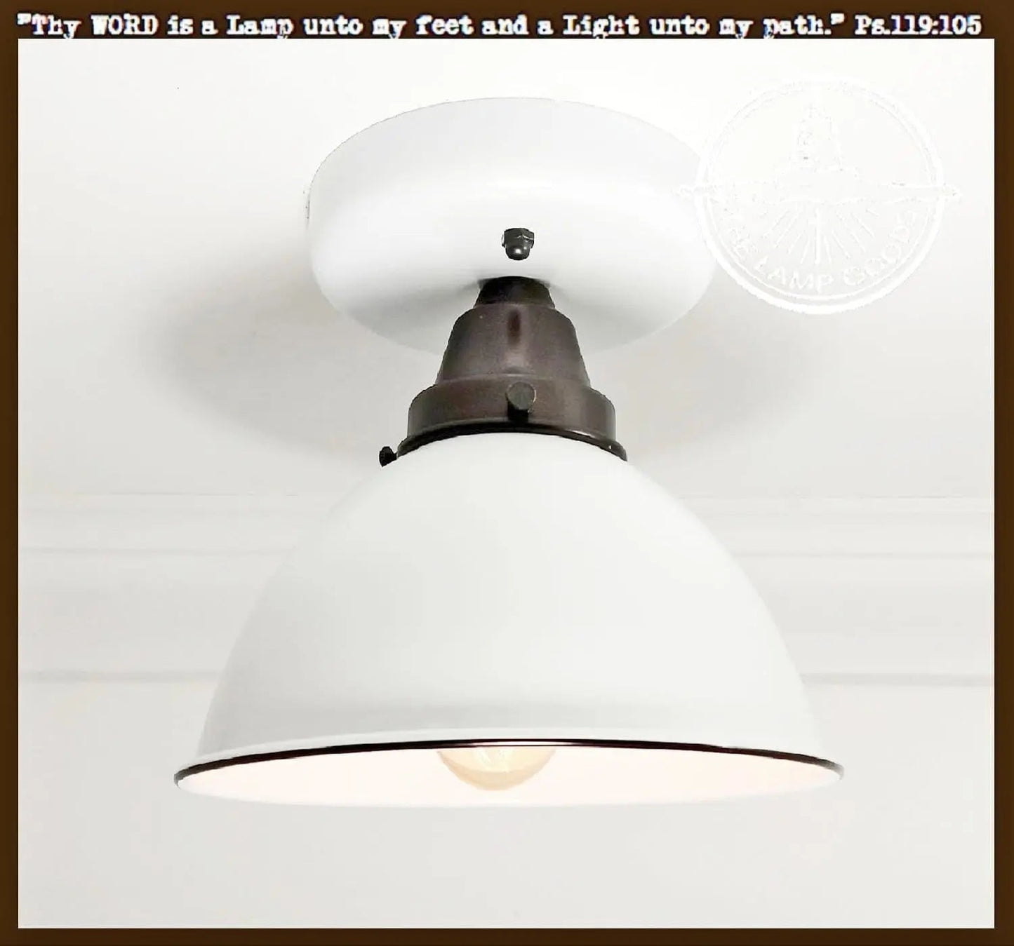 Modern Farmhouse Ceiling Light of White Enamel