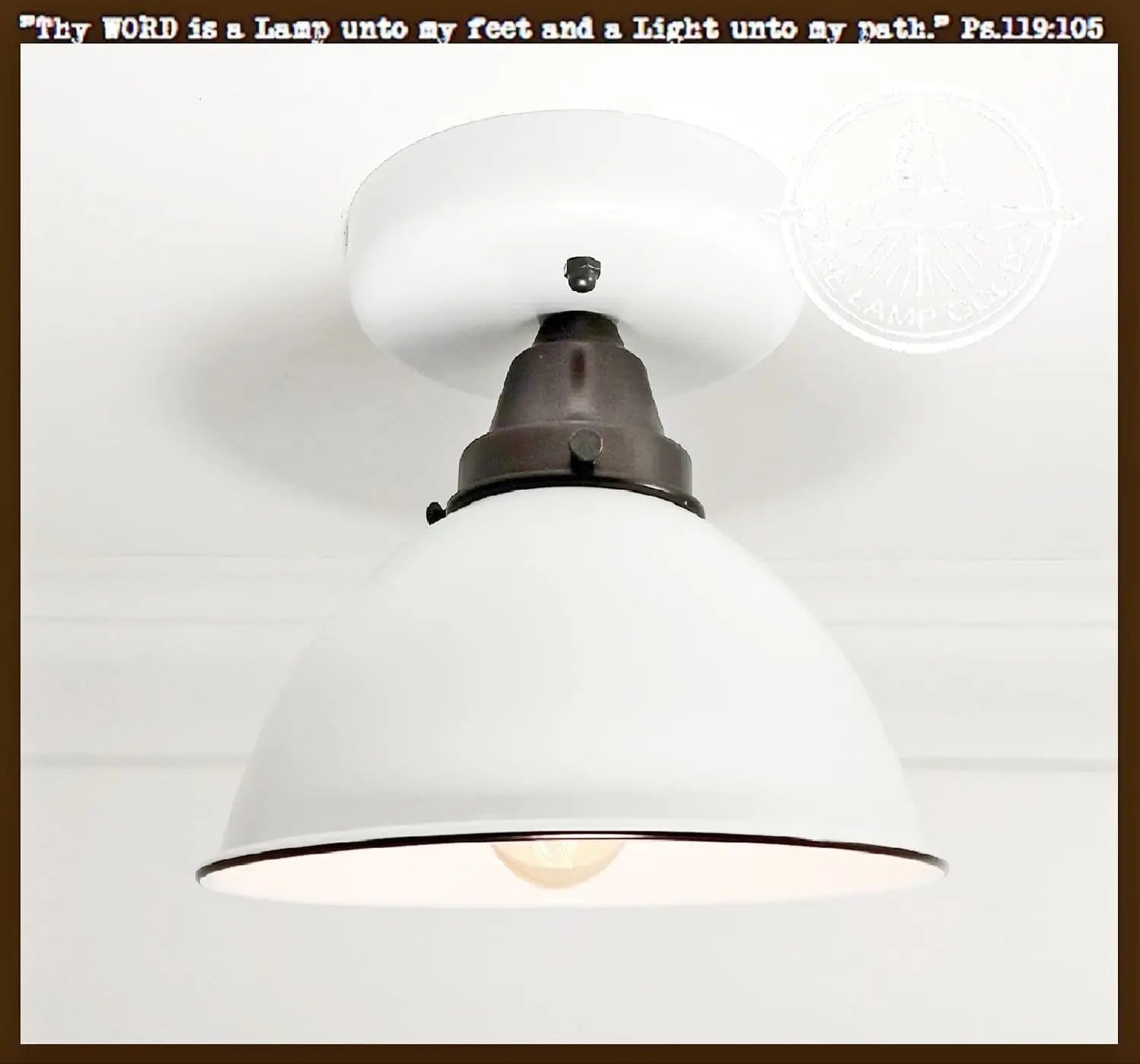 Modern Farmhouse Ceiling Light of White Enamel