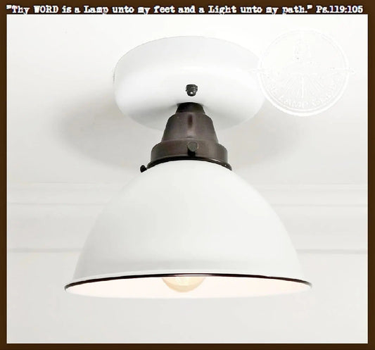 Modern Farmhouse Ceiling Light of White Enamel