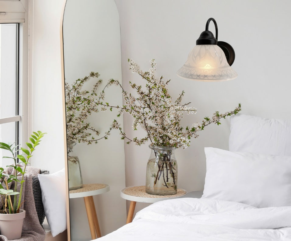 Etched Frost Milk Glass Wall Sconce Light Art Deco