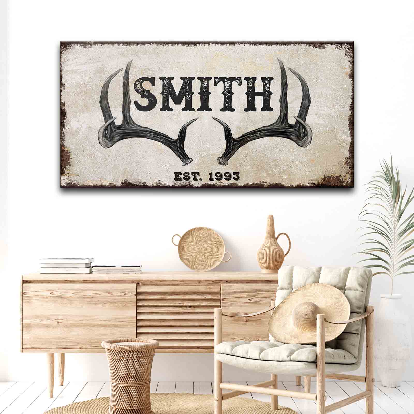 Rustic Family Antler Sign II
