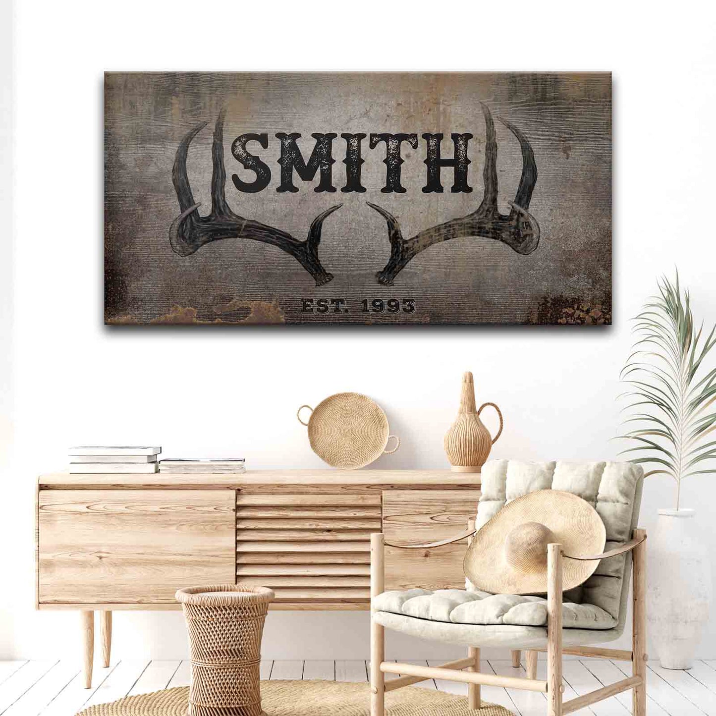 Rustic Family Antler Sign II