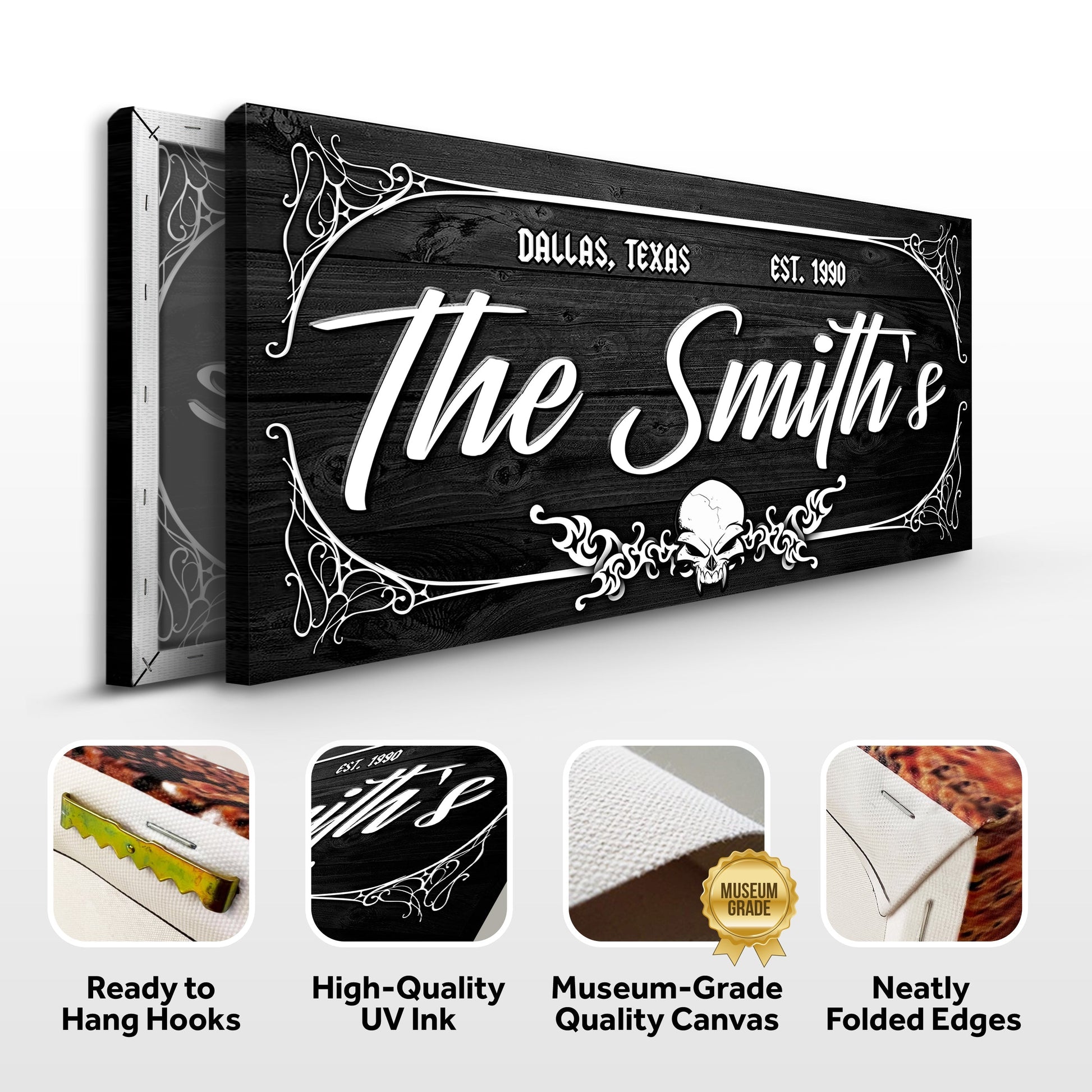 Family Gothic Skull Sign -  Customized Modern Gothic Decor For Living Room