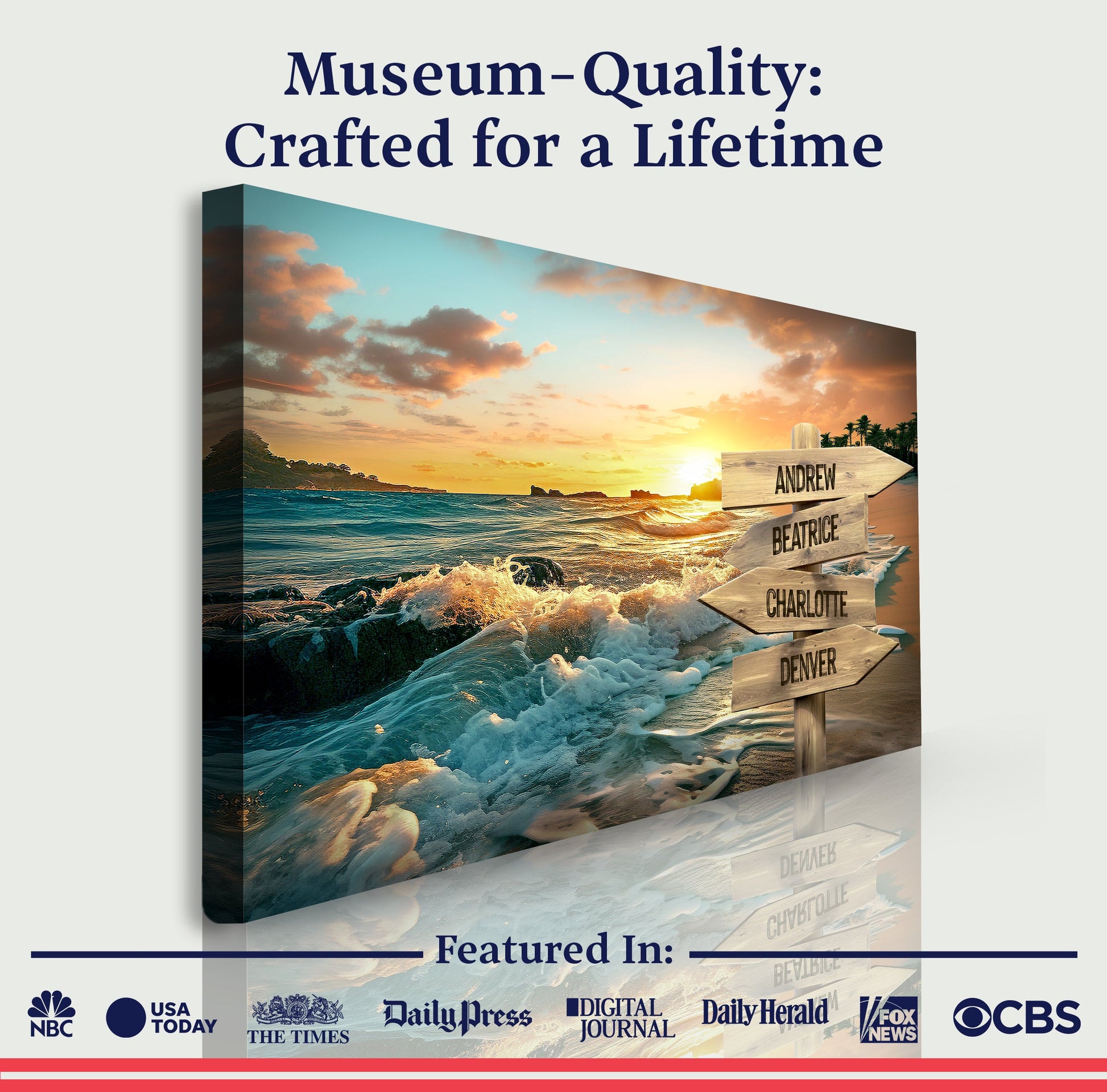 Family Name Ocean Sunset Sign