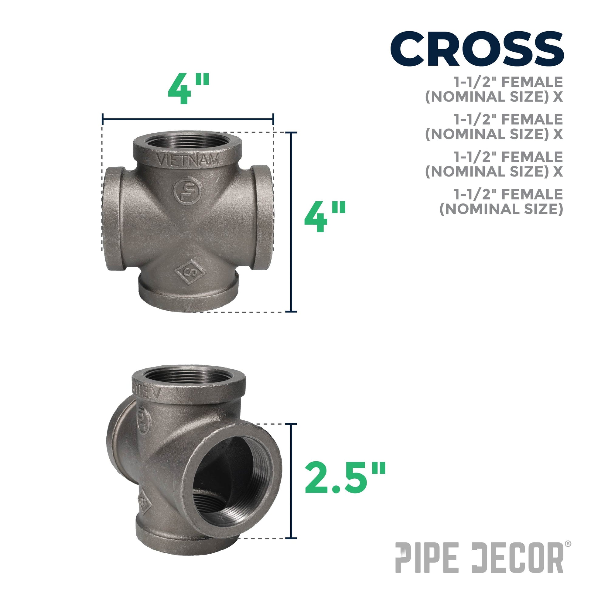 1 1/2 in. Black Cross