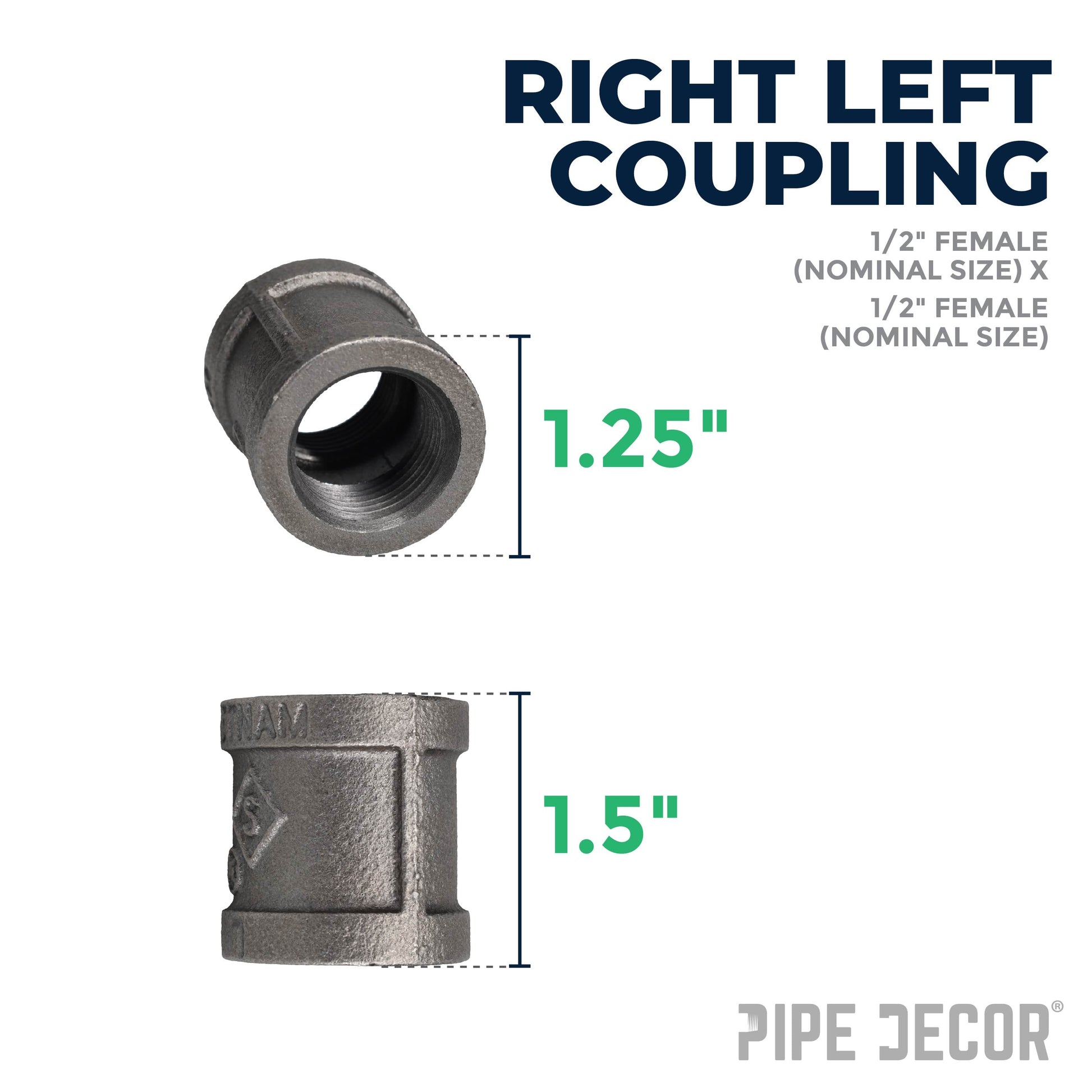 1/2 in. Black Right Left Coupling