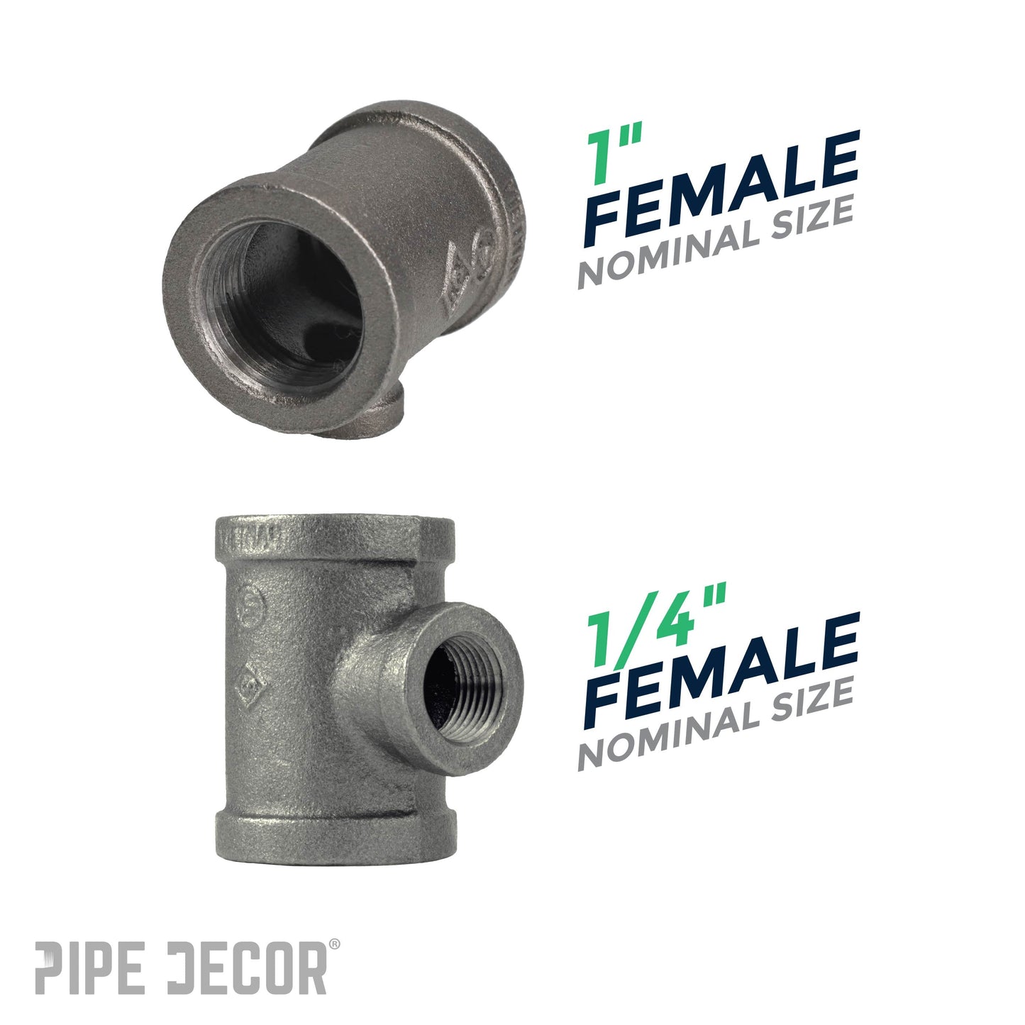 1 in. x 1 in. x 1/4 in. Black Reducing Tee