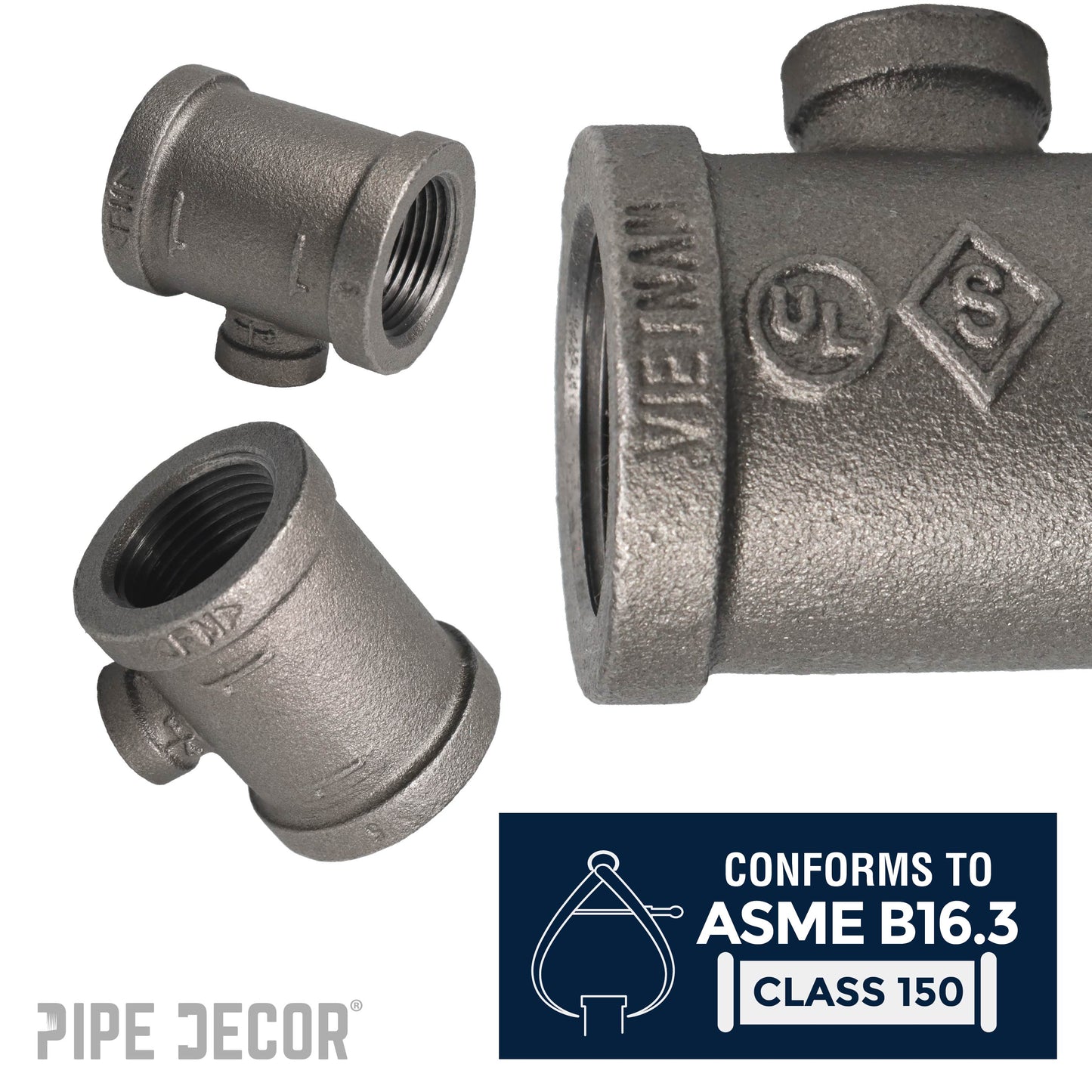 1 in. x 1 in. x 1/4 in. Black Reducing Tee