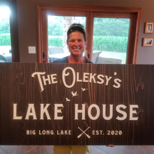 Rustic Family Lake House Sign