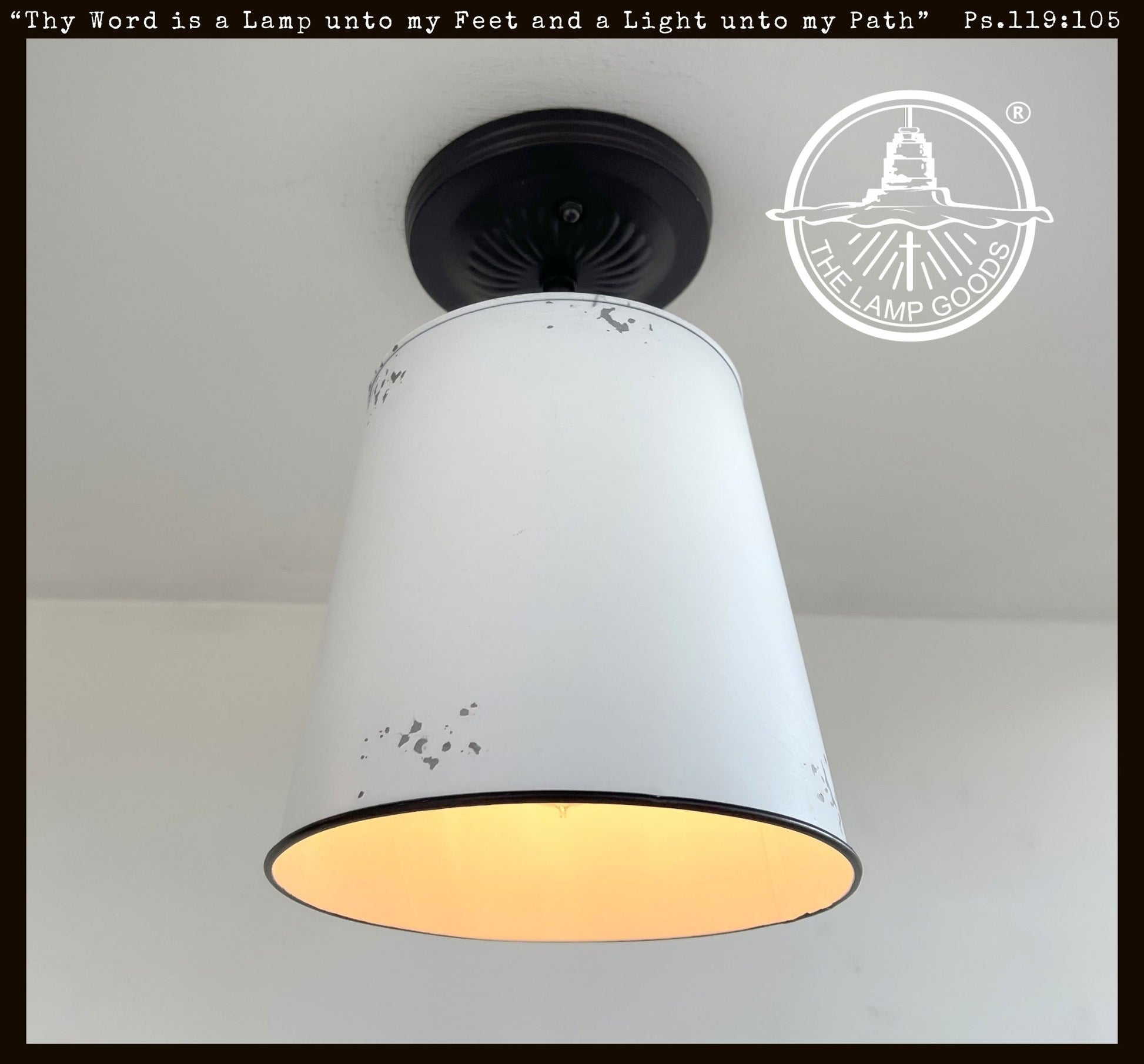 Farmhouse White Barn Metal Distressed Ceiling Light Fixture