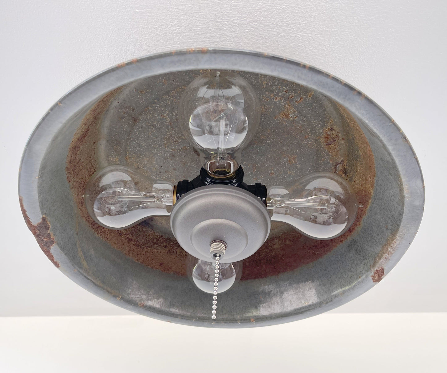Antique FARMHOUSE GRANITEWARE Pan Ceiling Light