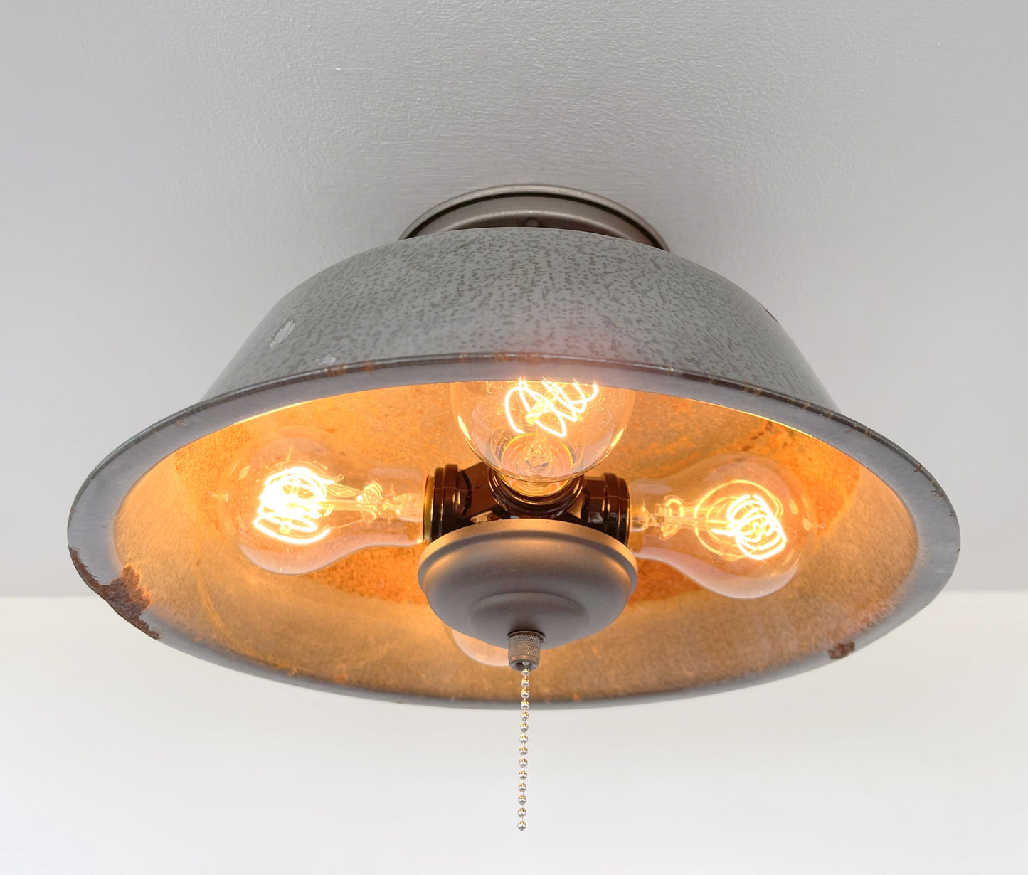 Antique FARMHOUSE GRANITEWARE Pan Ceiling Light