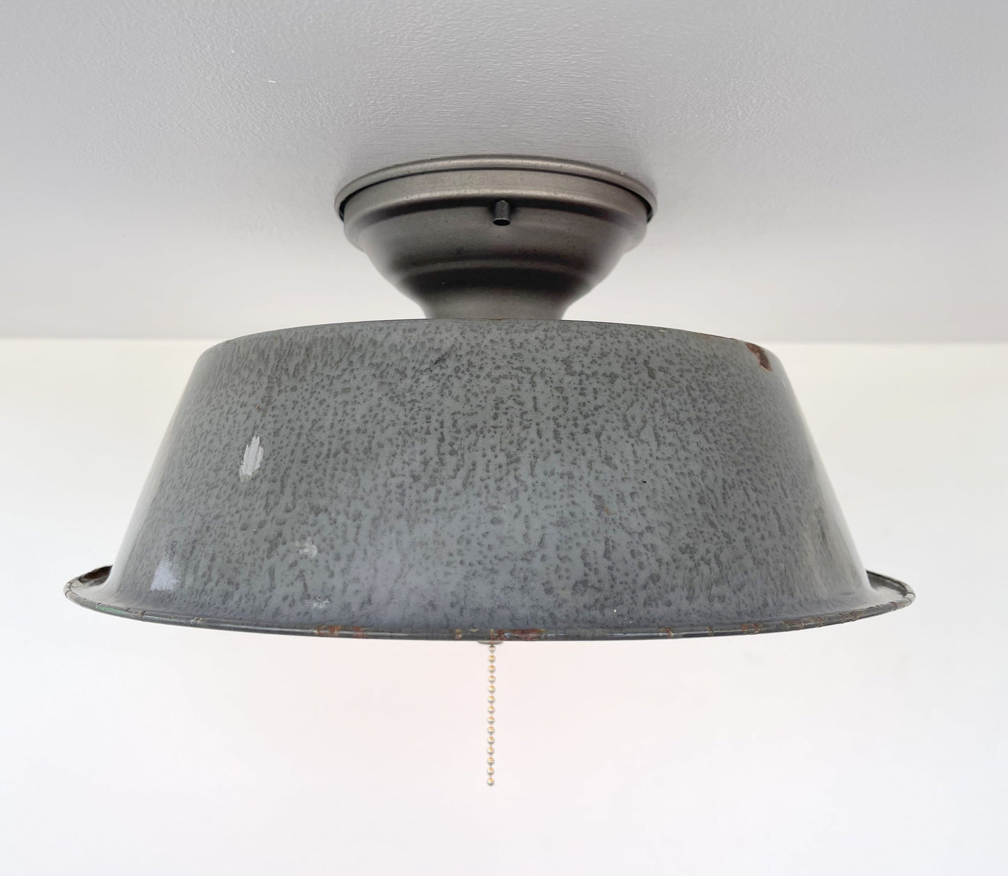 Antique FARMHOUSE GRANITEWARE Pan Ceiling Light