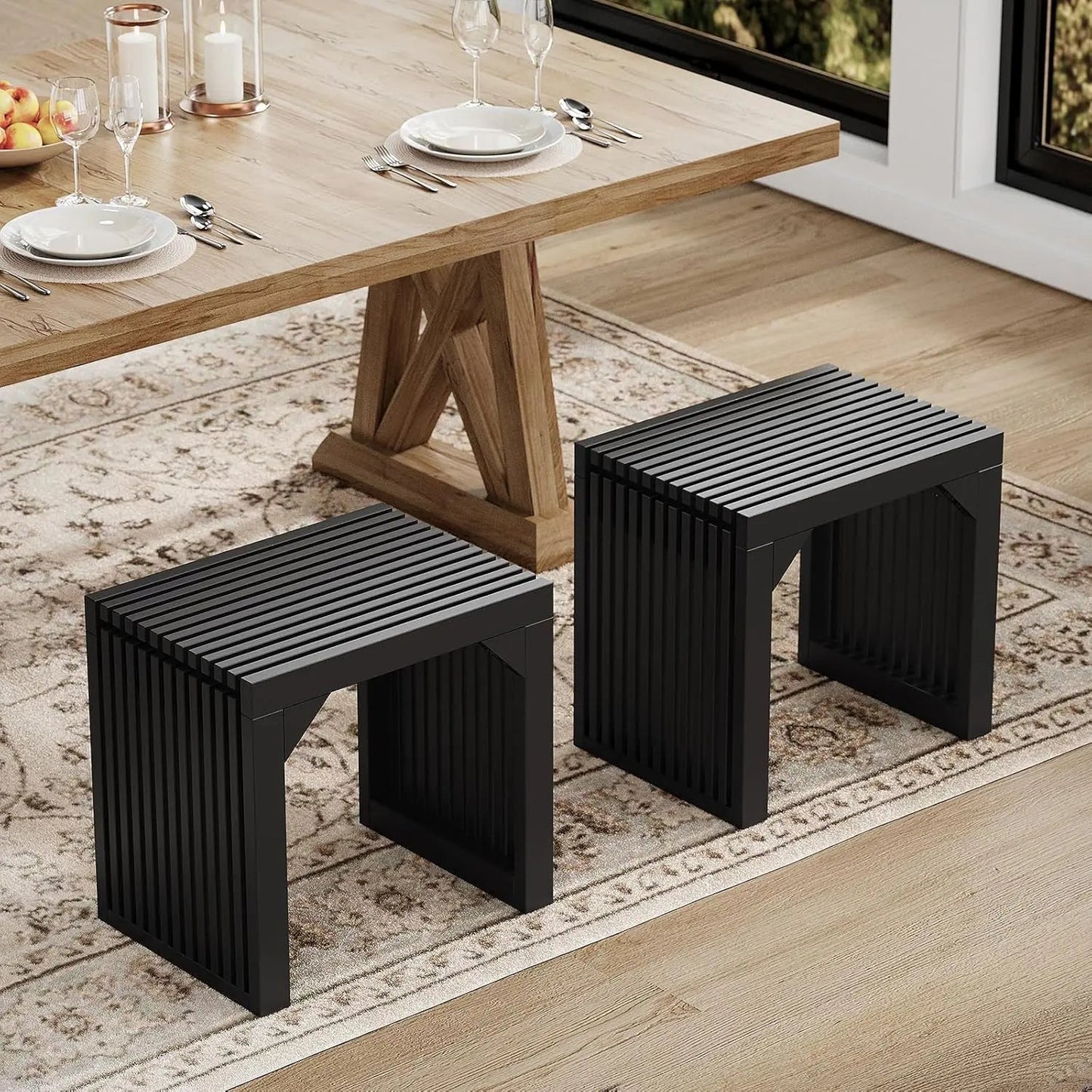 Hausvita HiKingQueens 35" Dining Bench, Indoor Wood Bench for Entryway,Living Room,Kitchen and Bedroom (Nature, Long Bench)