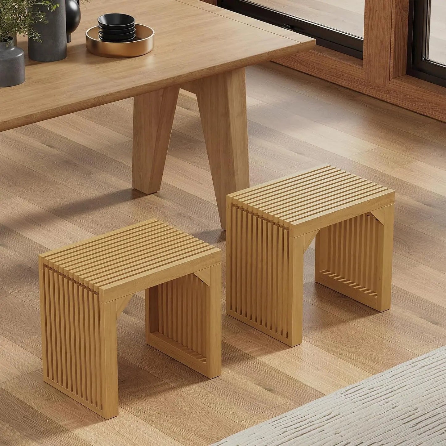 Hausvita HiKingQueens 35" Dining Bench, Indoor Wood Bench for Entryway,Living Room,Kitchen and Bedroom (Nature, Long Bench)