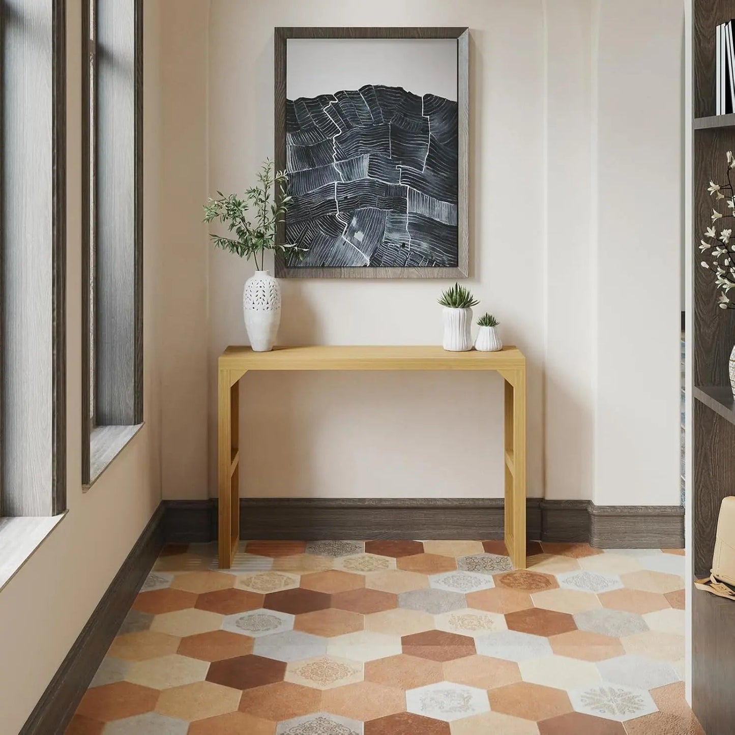 Hausvita HiKingQueens 35" Dining Bench, Indoor Wood Bench for Entryway,Living Room,Kitchen and Bedroom (Nature, Long Bench)