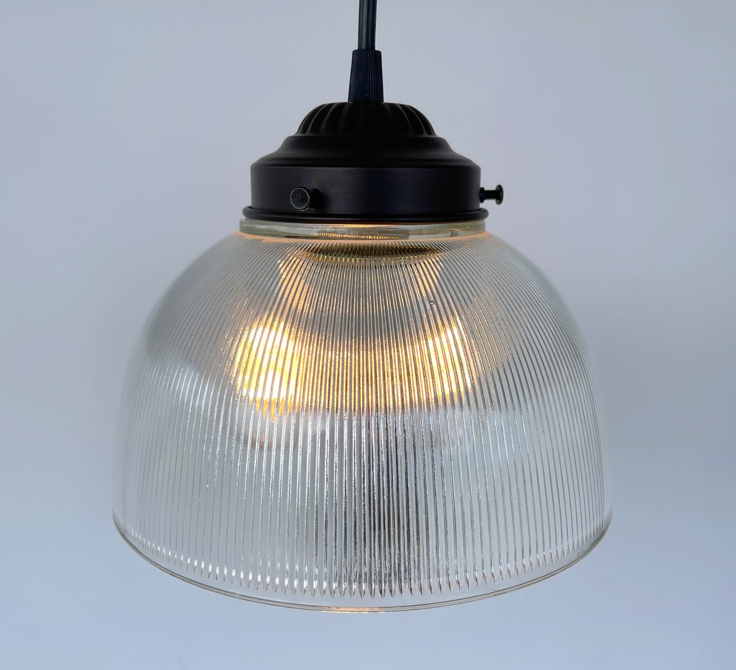 Antique 1960's Factory Holophane Chandelier Light