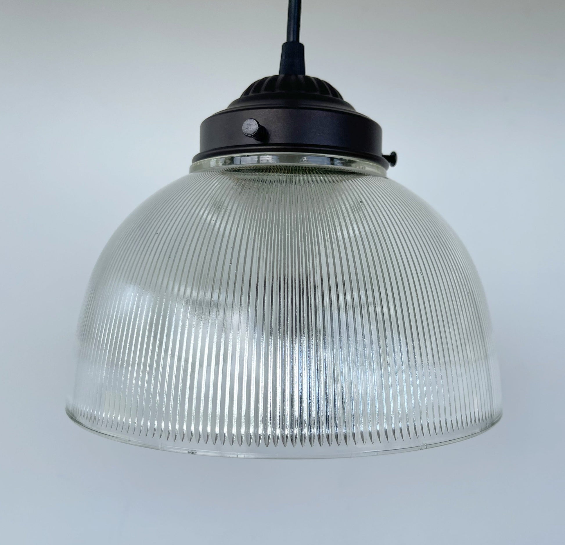 Antique 1960's Factory Holophane Chandelier Light