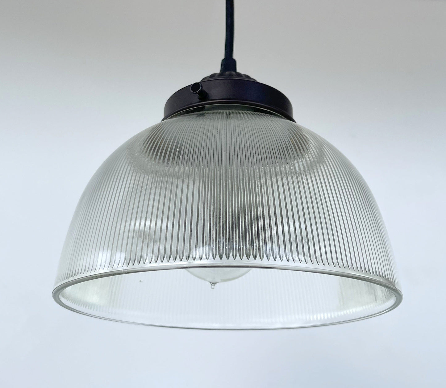 Antique 1960's Factory Holophane Chandelier Light