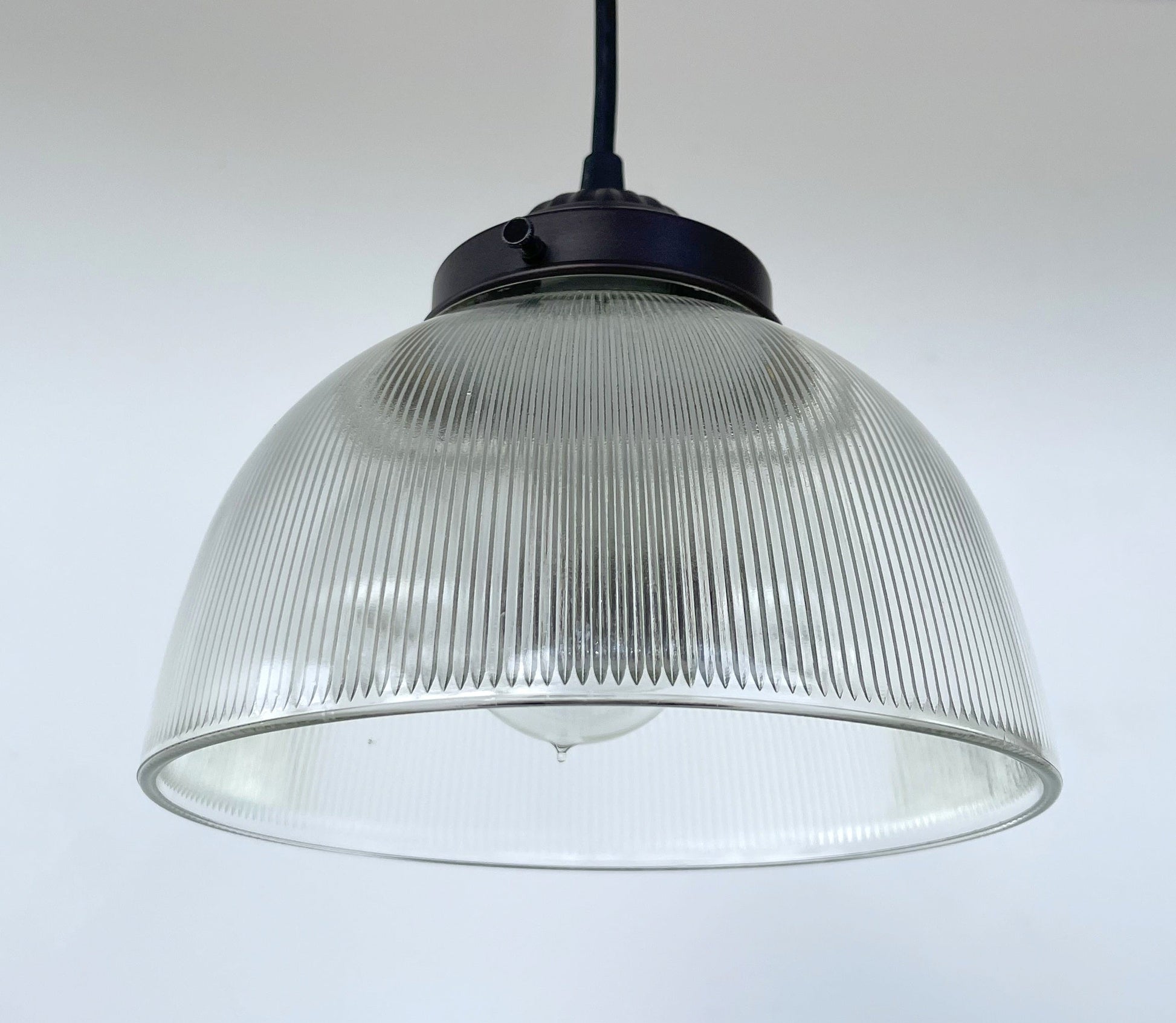 Antique 1960's Factory Holophane Chandelier Light