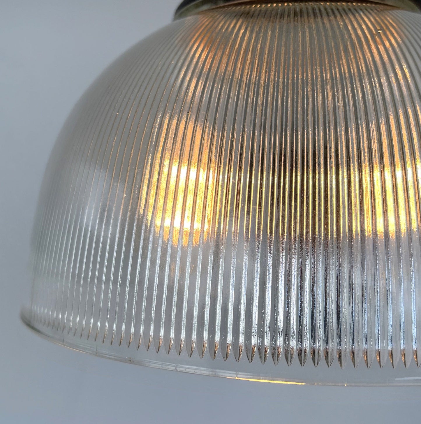 Antique 1960's Factory Holophane Chandelier Light