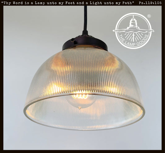 Antique 1960's Factory Holophane Chandelier Light