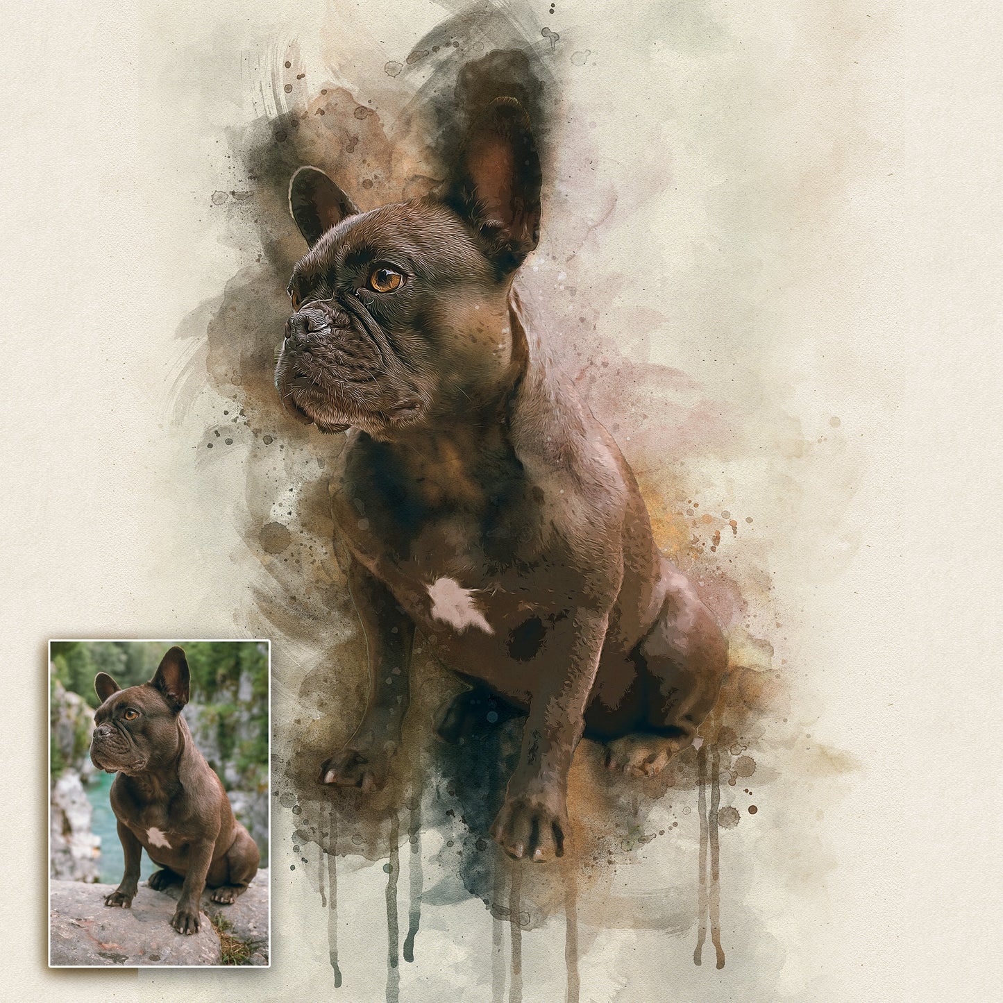 Pet Watercolor Portrait Custom Wall Art
