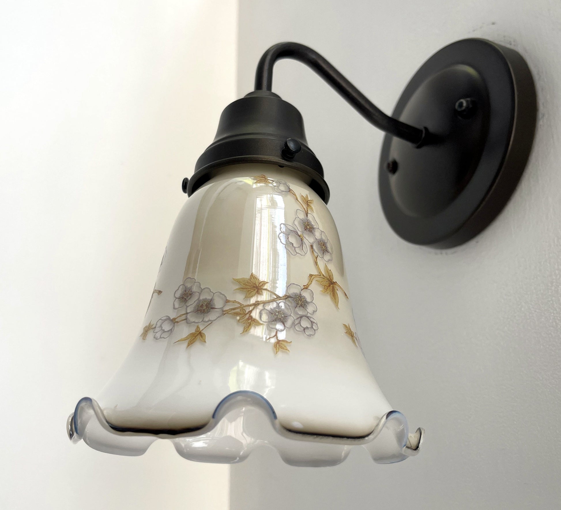 Antique PRINTED FLORAL 1960's Wall Sconce Lighting